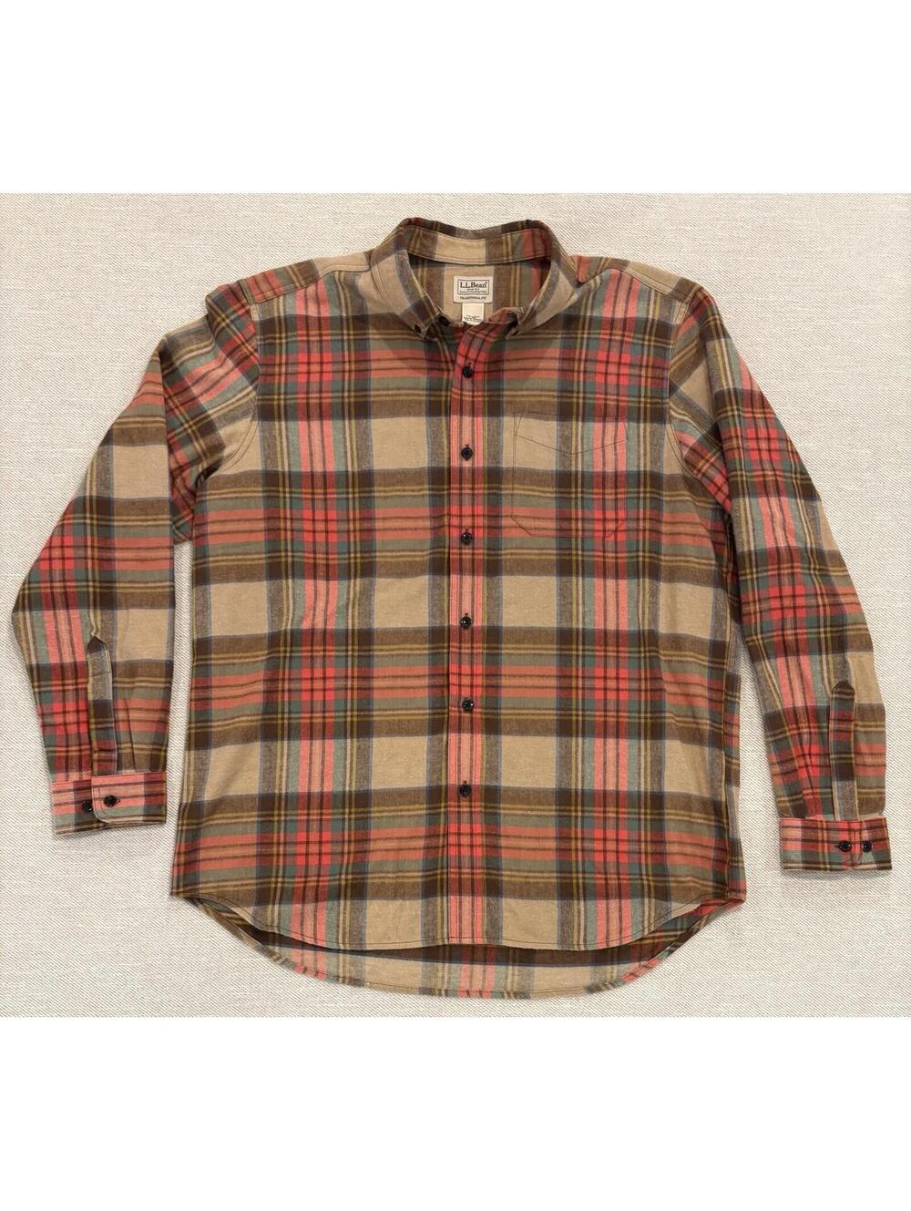 LL Bean Scotch Plaid Flannel Antique Dress Stewart Sz Large - Picture 2 of 8